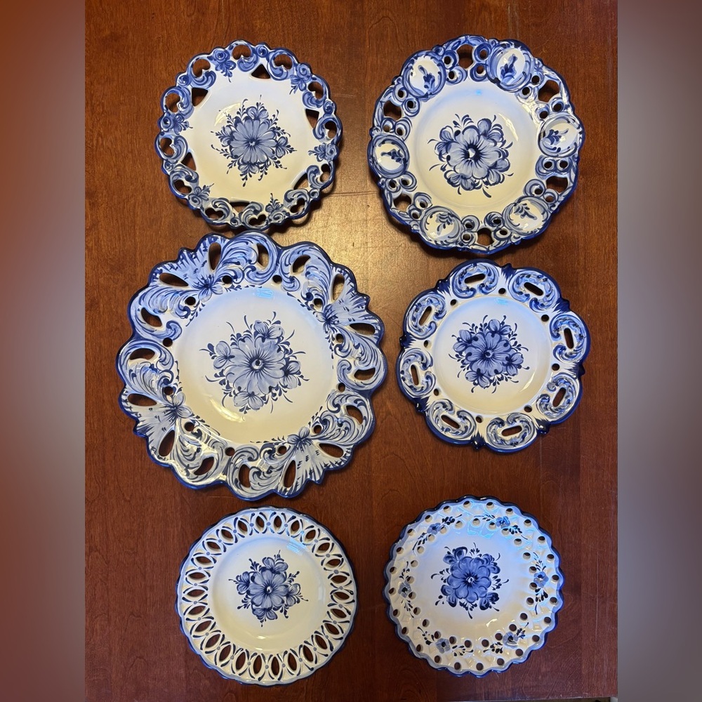 VESTAL Vintage Hand Painted Decorative Plates from Portugal set of 6 numbered